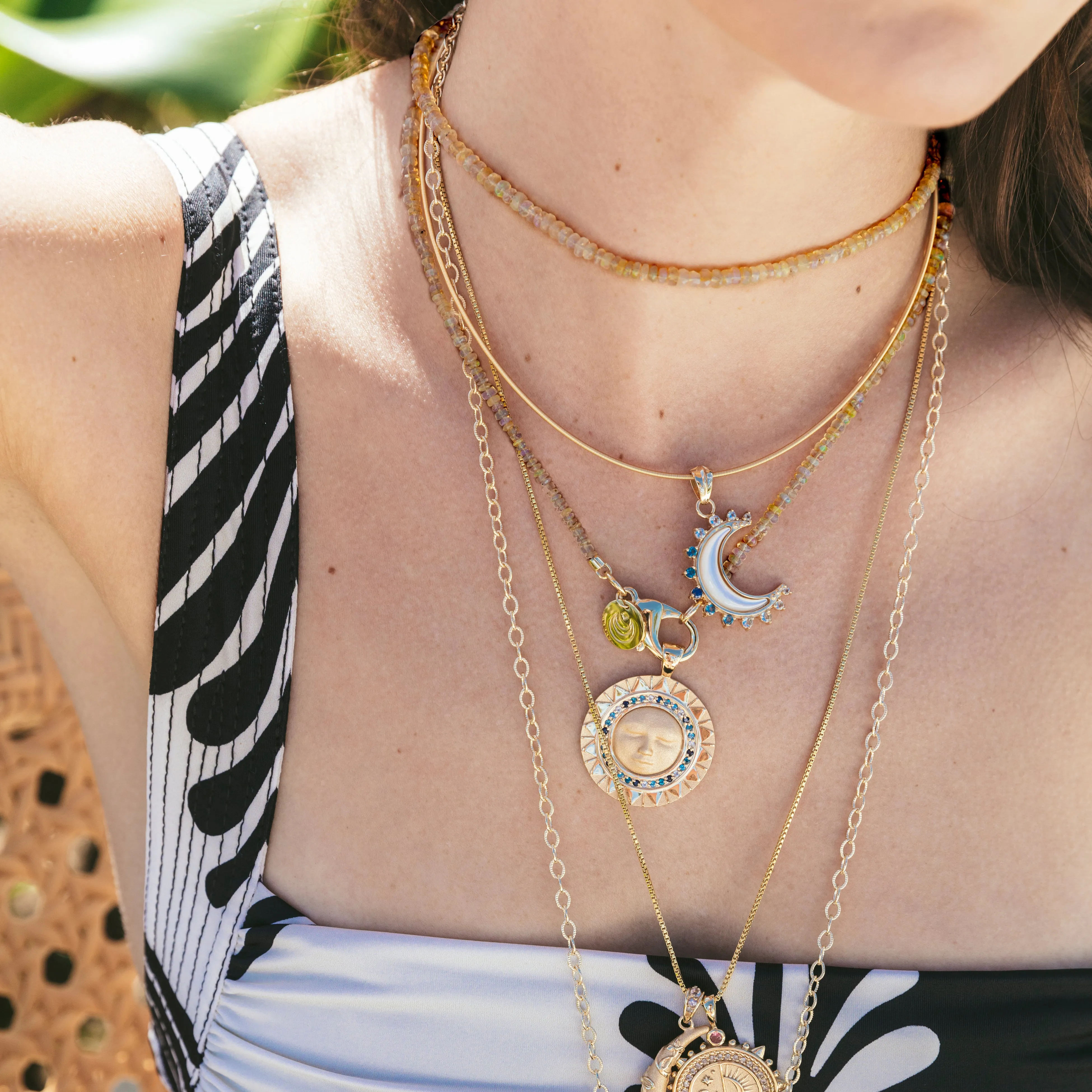 Double Wrap Diamond Cut Beaded Necklace in Mocha Opal sold by Jane Win product image thumbnail 2