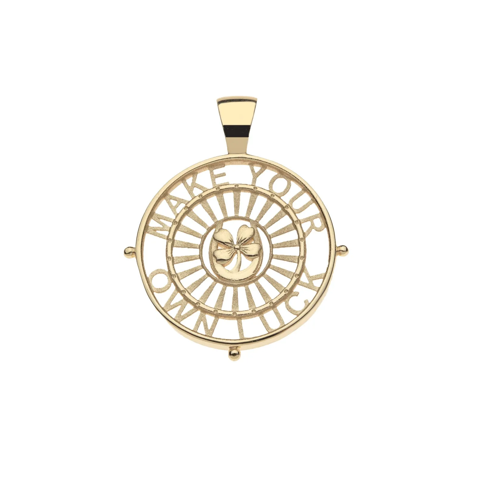 LUCKY JW Cutout Pendant in Solid Gold sold by Jane Win