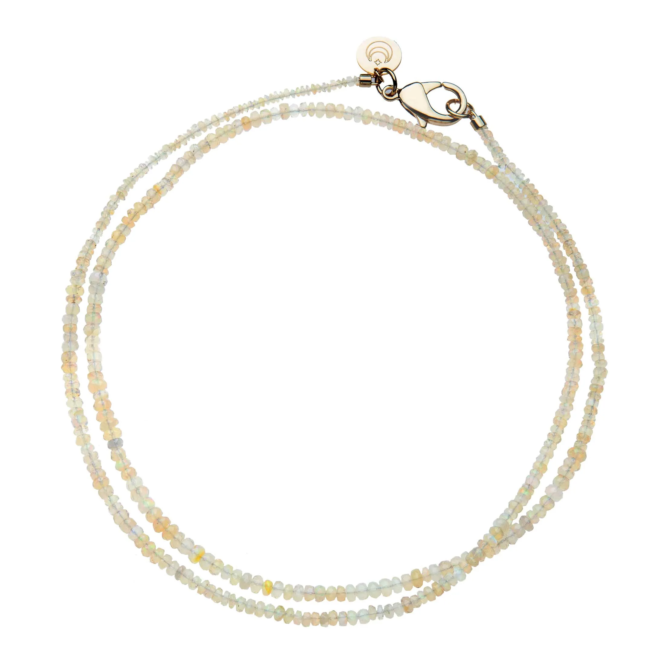 Double Wrap Diamond Cut Beaded Necklace in Peach Opal sold by Jane Win