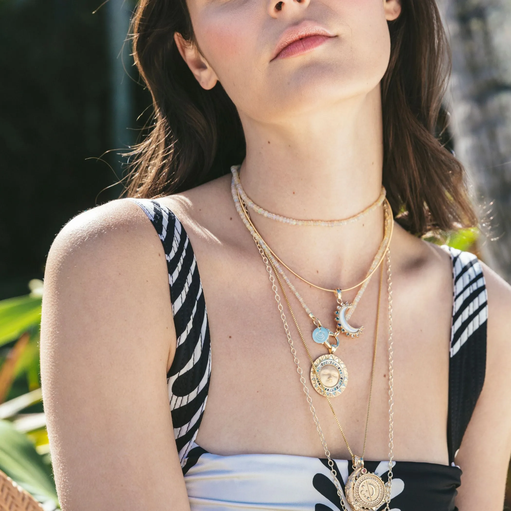 Double Wrap Diamond Cut Beaded Necklace in Peach Opal sold by Jane Win product image thumbnail 2