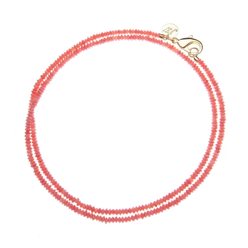 Double Wrap Beaded Necklace in Peachy Coral sold by Jane Win