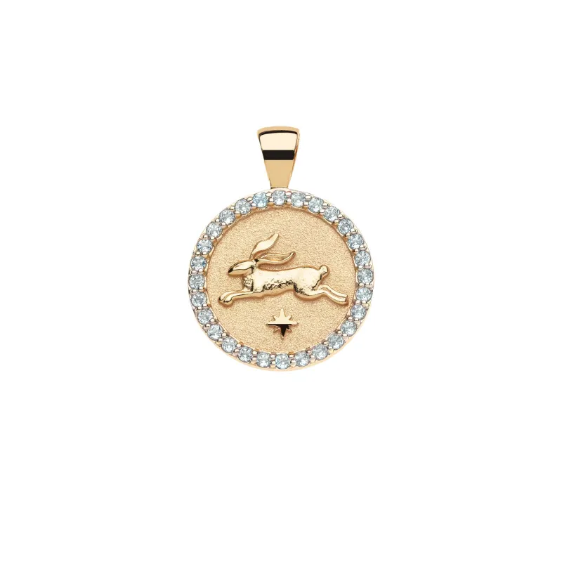 LUCKY Rabbit JW Small Embellished Pendant Coin made by Jane Win