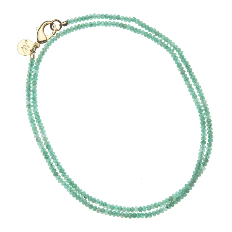 Double Wrap Diamond Cut Beaded Necklace in Jade made by Jane Win