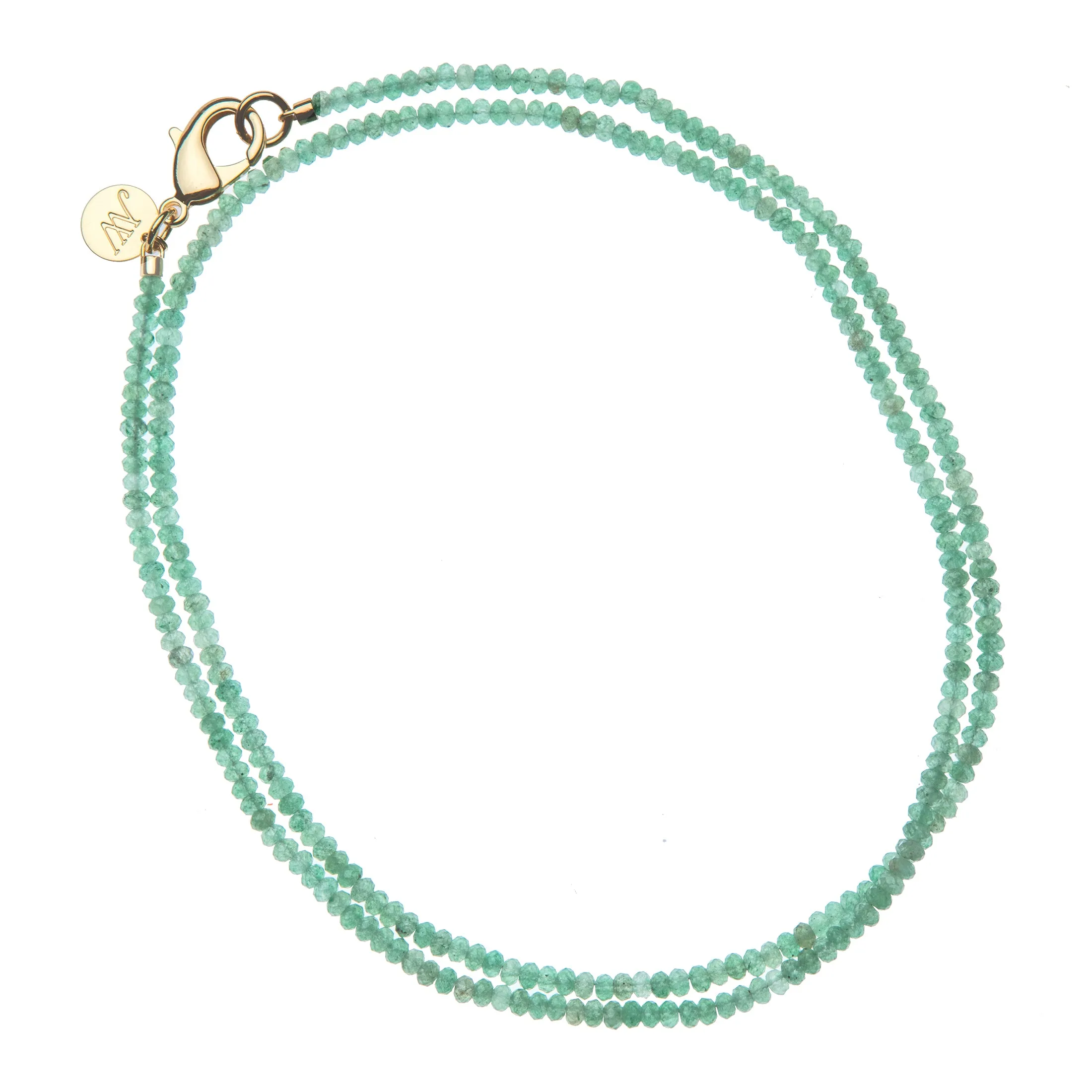 Double Wrap Diamond Cut Beaded Necklace in Jade sold by Jane Win