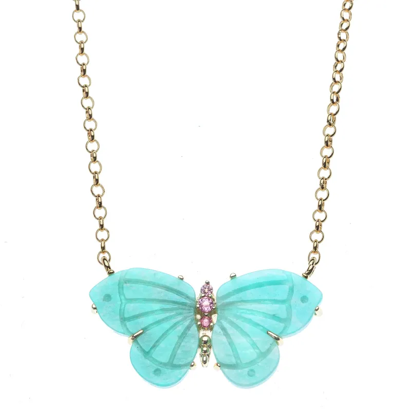 FREEDOM Stone Butterfly Necklace in Amazonite made by Jane Win