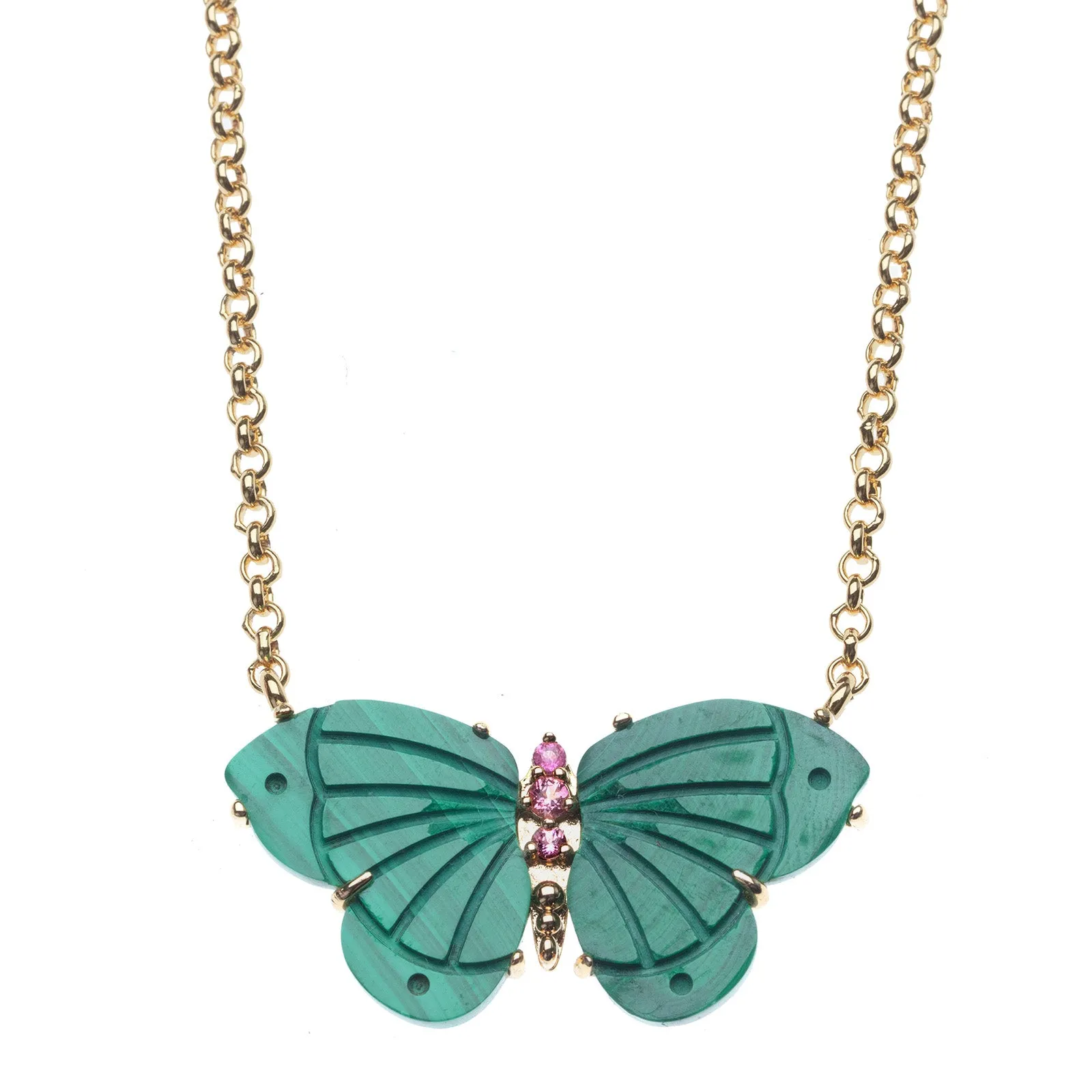 FREEDOM Stone Butterfly Necklace in Malachite sold by Jane Win