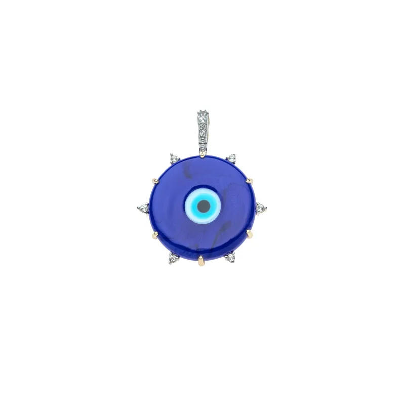 PROTECT Blue Traveling Eye Pendant in Solid Gold made by Jane Win