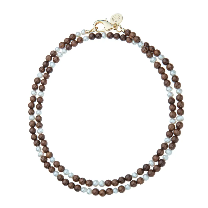 Wood and Pearl Double Wrap made by Jane Win