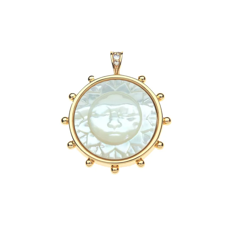 STRONG Ever Shining Sun Carved Stone Pendant made by Jane Win