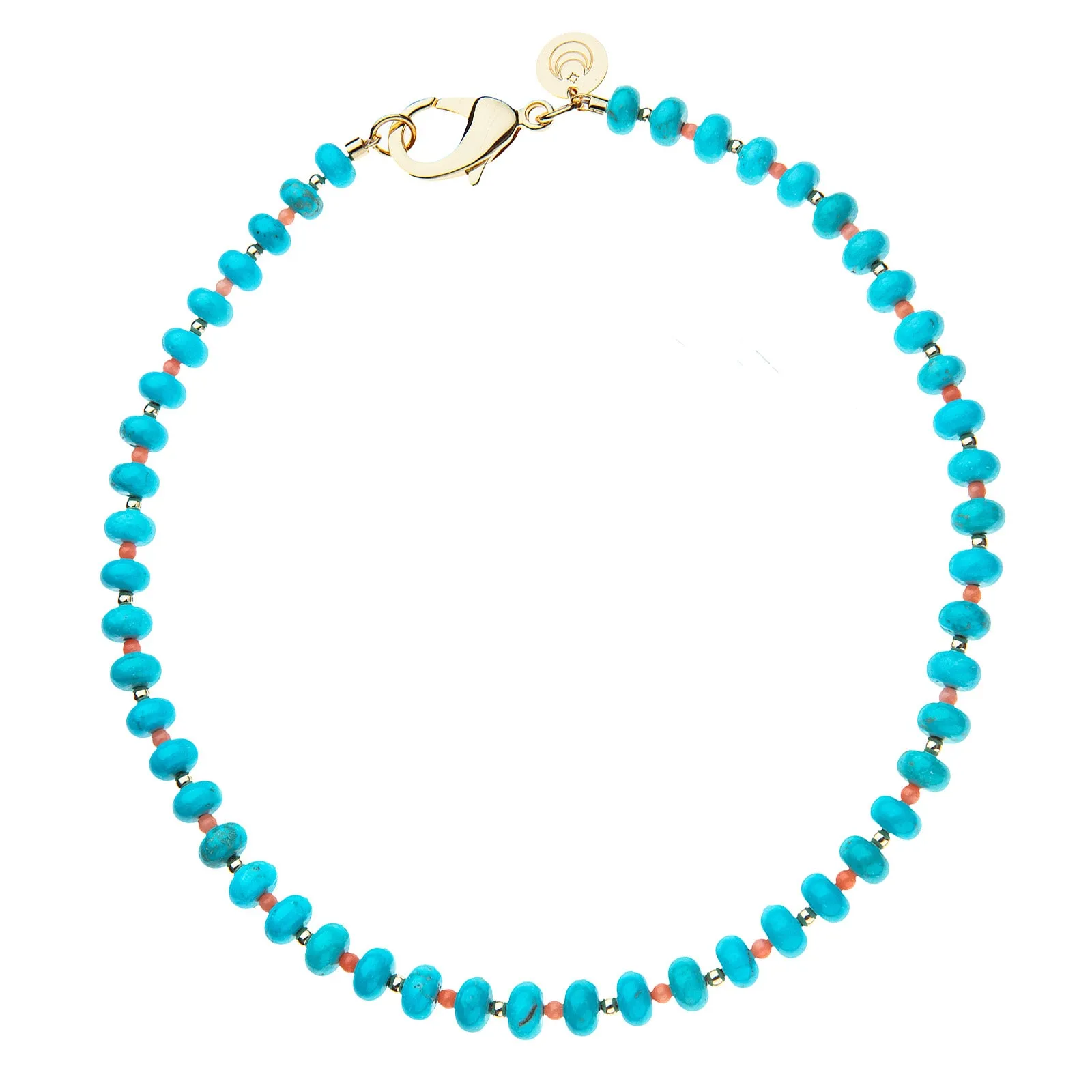Turquoise and Coral Beaded Necklace sold by Jane Win