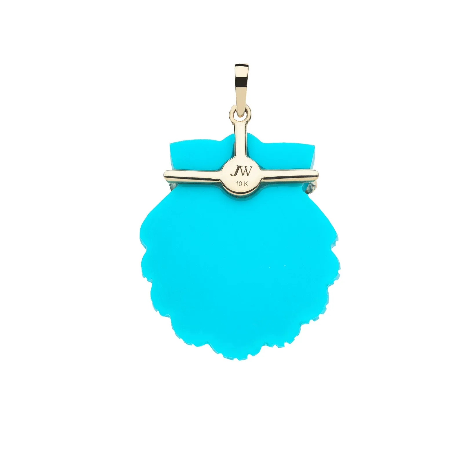 STRONG Carved Turquoise Scallop Shell Pendant in Solid Gold sold by Jane Win product image thumbnail 3