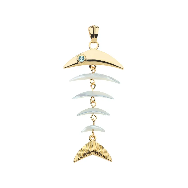 STRONG Mother of Pearl Fishbone Pendant made by Jane Win