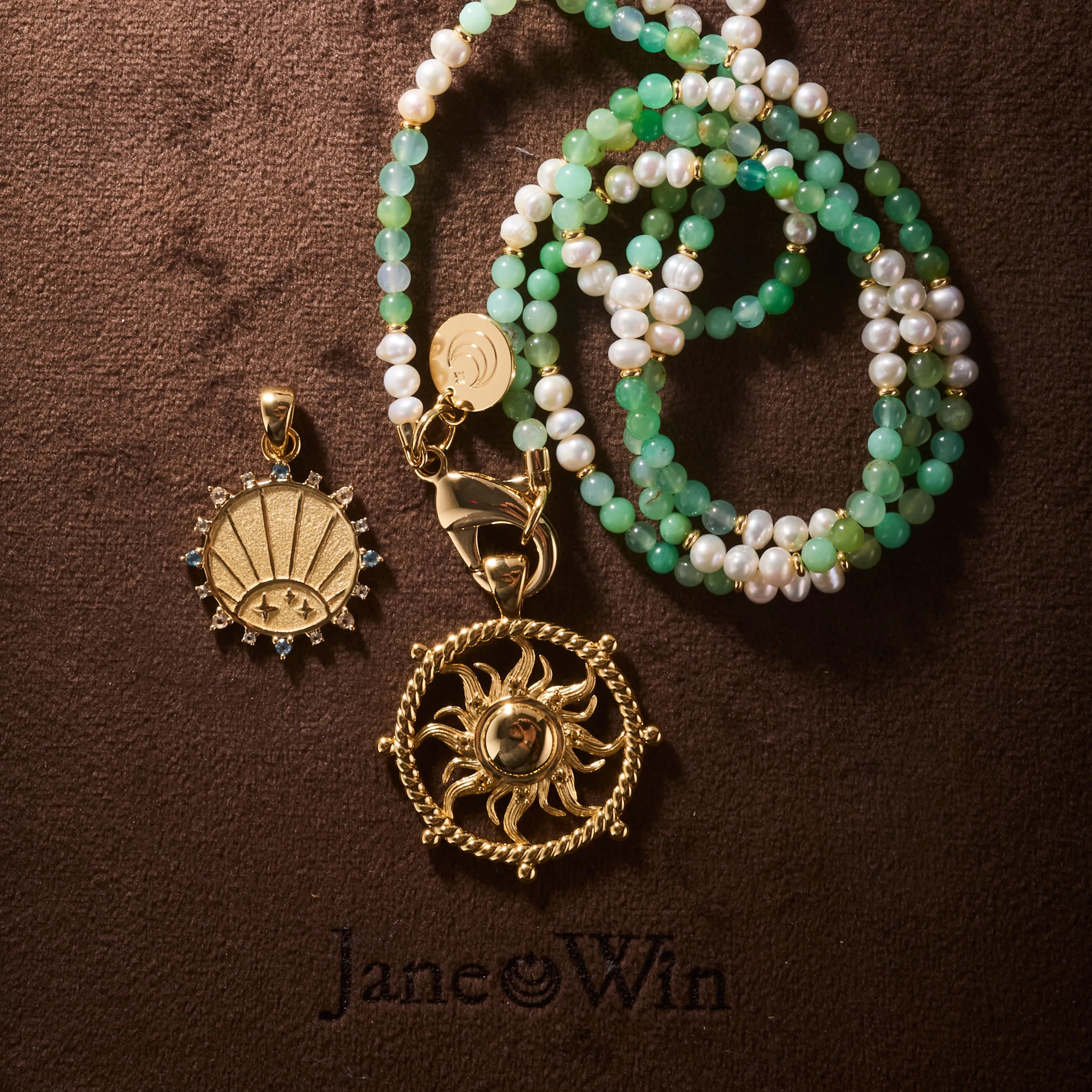 Double Wrap Chrysoprase and Pearl Beaded Necklace sold by Jane Win product image thumbnail 3