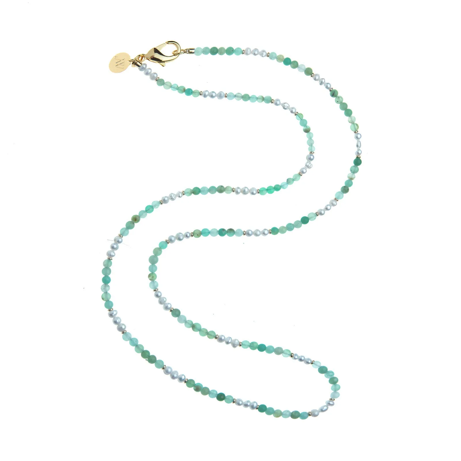 Double Wrap Chrysoprase and Pearl Beaded Necklace sold by Jane Win product image thumbnail 2