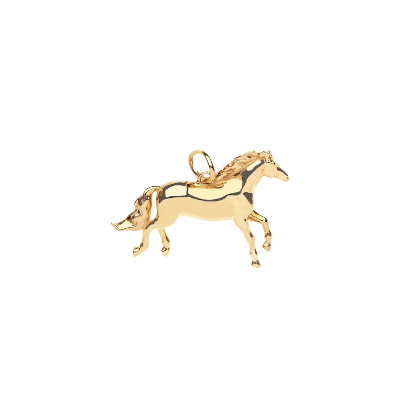 COURAGE Run with the Horse Charm in Solid Gold made by Jane Win