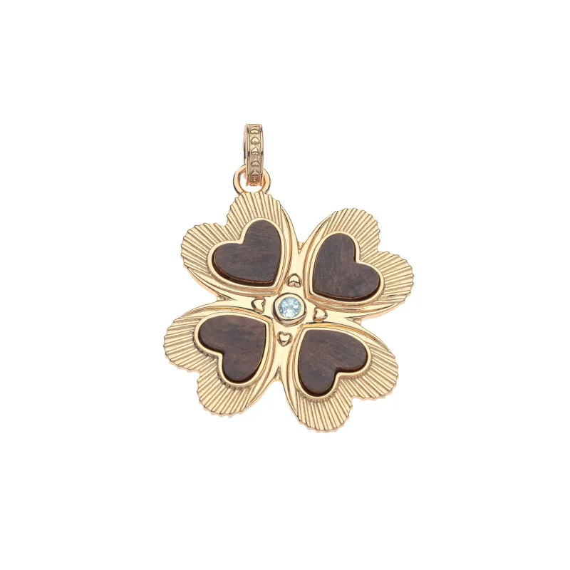 LUCKY in Love Clover Pendant with Wood SALE made by Jane Win