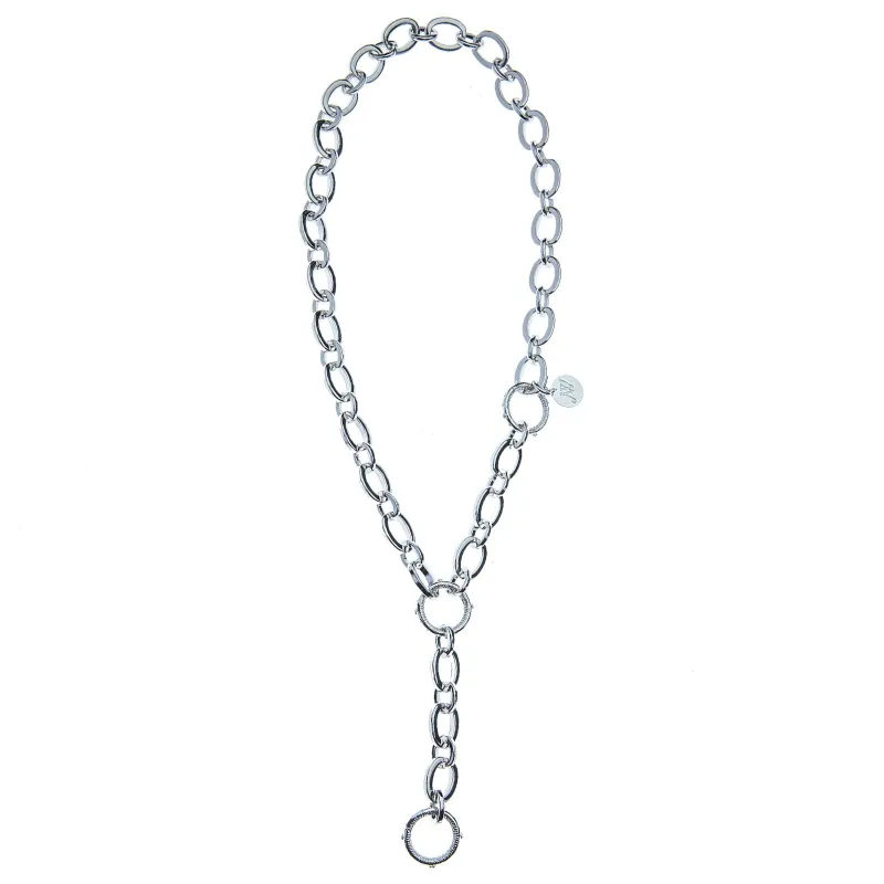 Lariat Multi-Style Chunky Link Chain in Silver SALE made by Jane Win