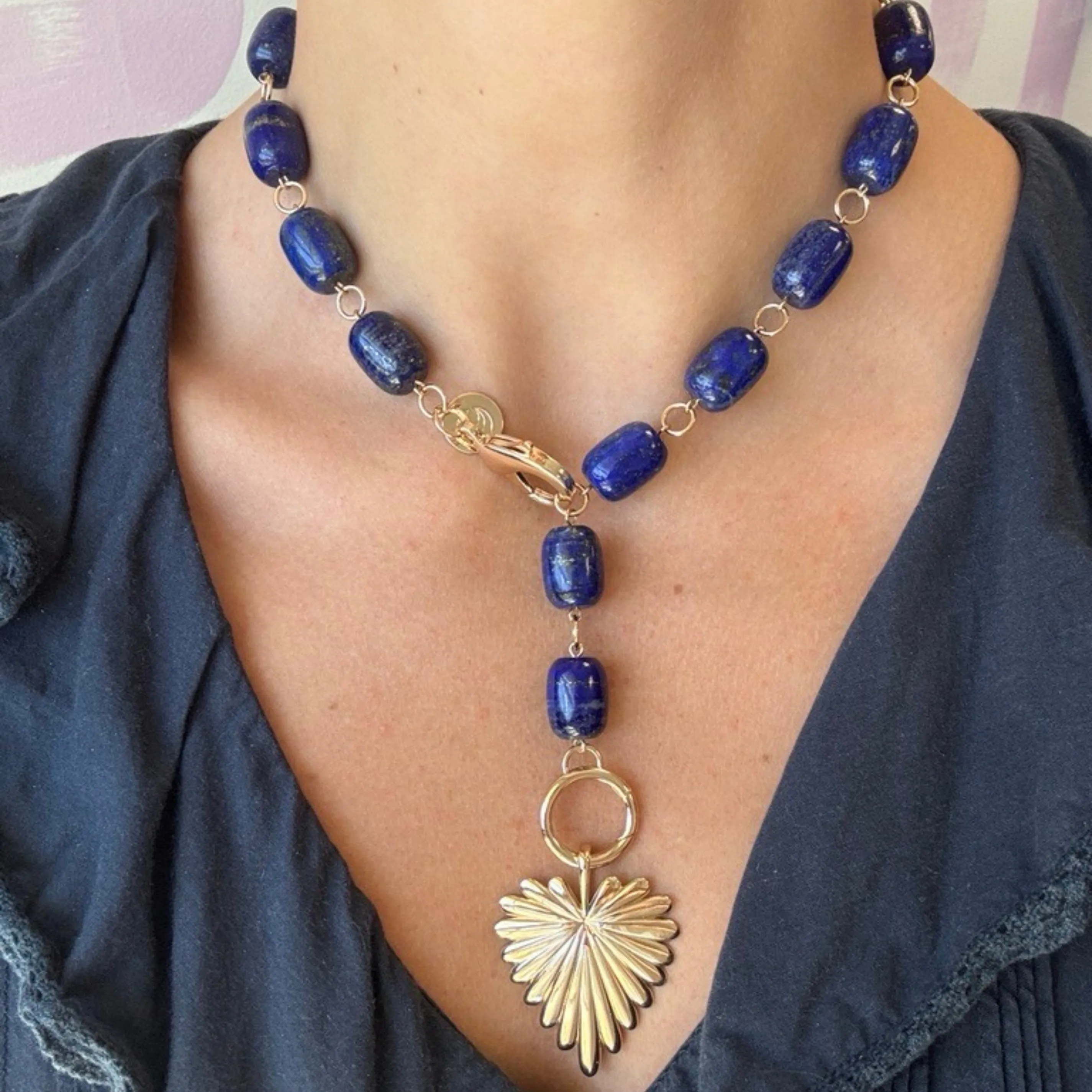 Chunky Lapis Lariat Necklace sold by Jane Win product image thumbnail 2