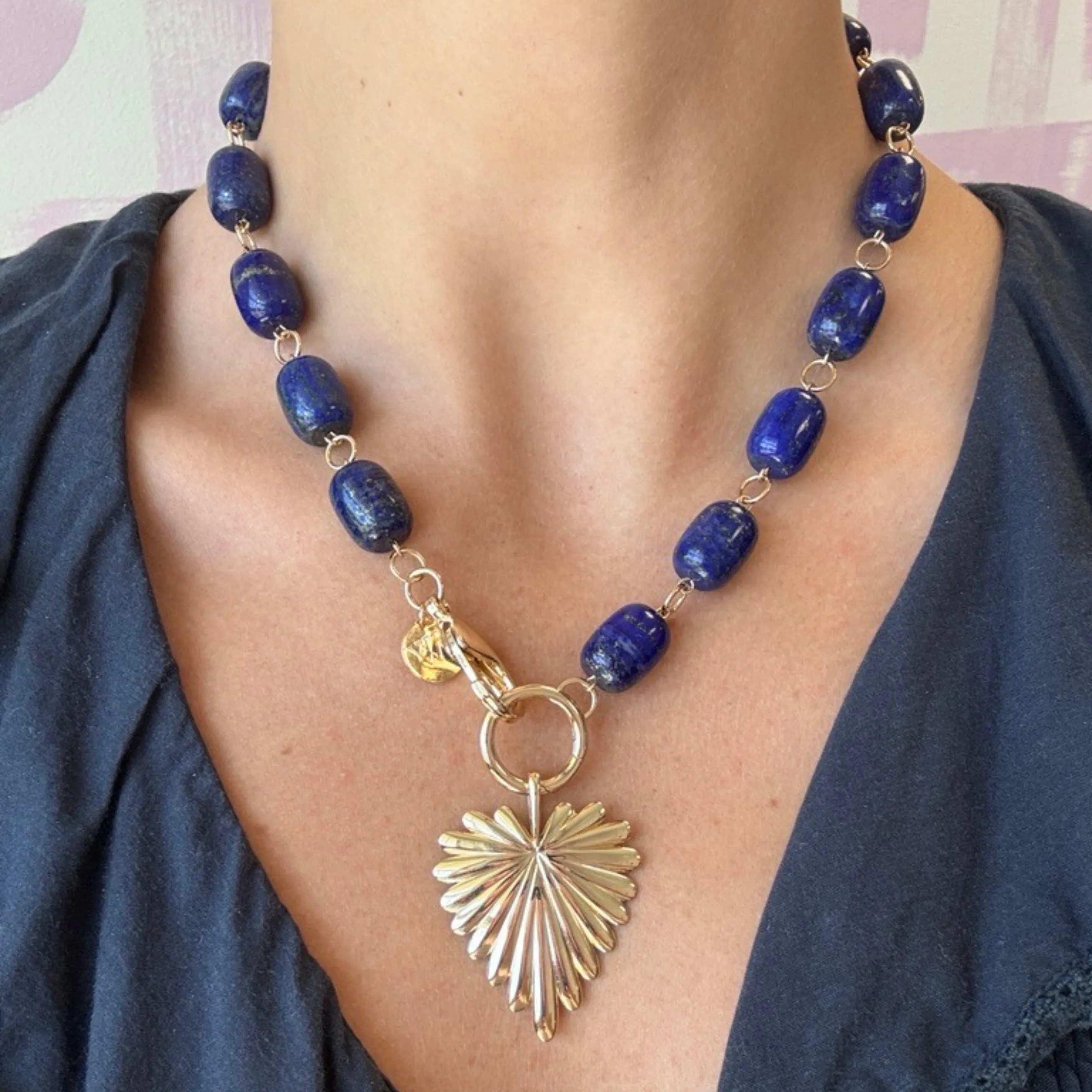 Chunky Lapis Lariat Necklace sold by Jane Win product image thumbnail 4