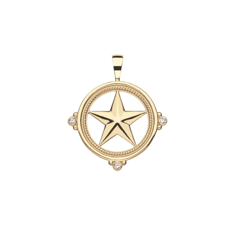 TEXAS JW Star Cutout Pendant in Solid Gold sold by Jane Win