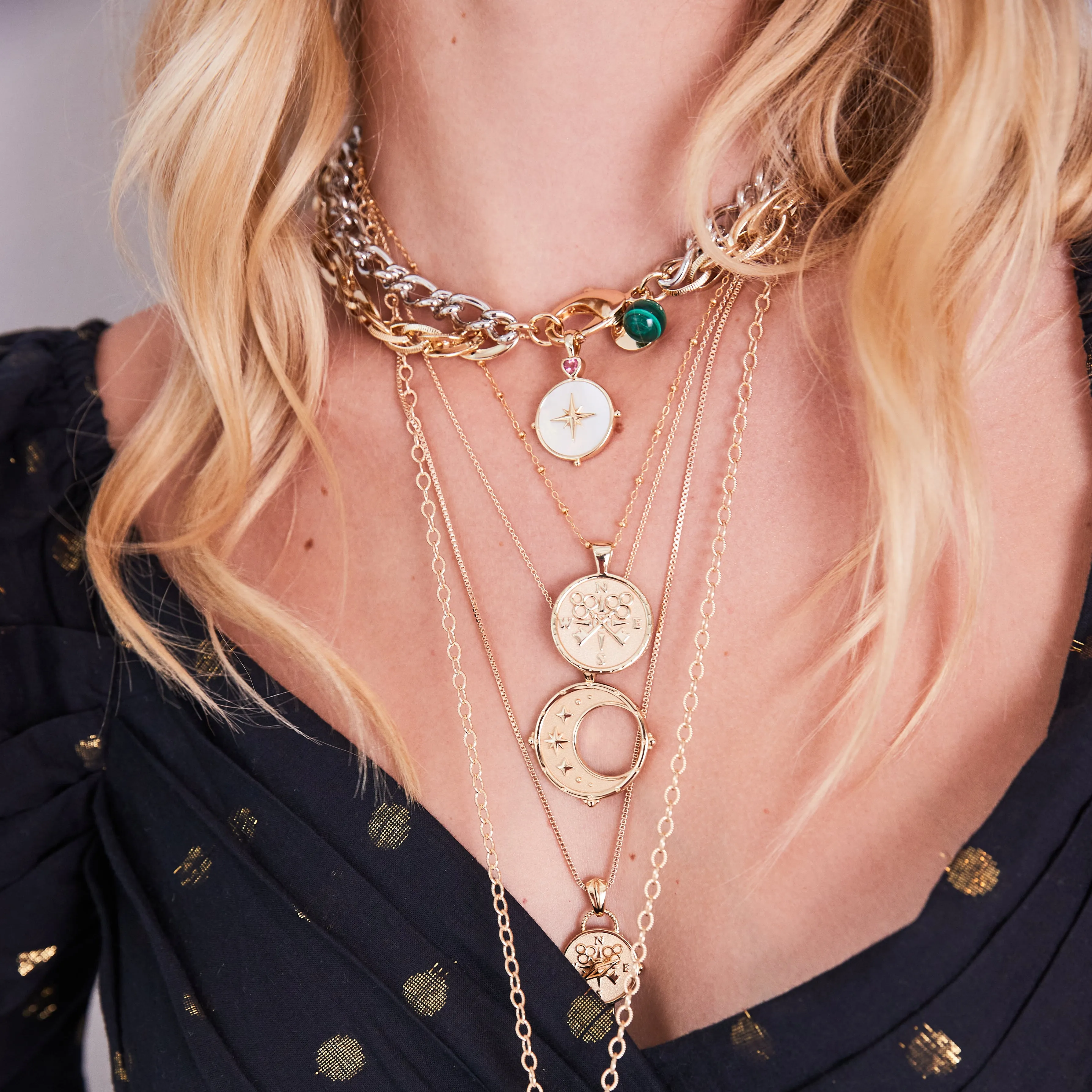 Gilver Double Layer Chain with Malachite Bead sold by Jane Win product image thumbnail 2