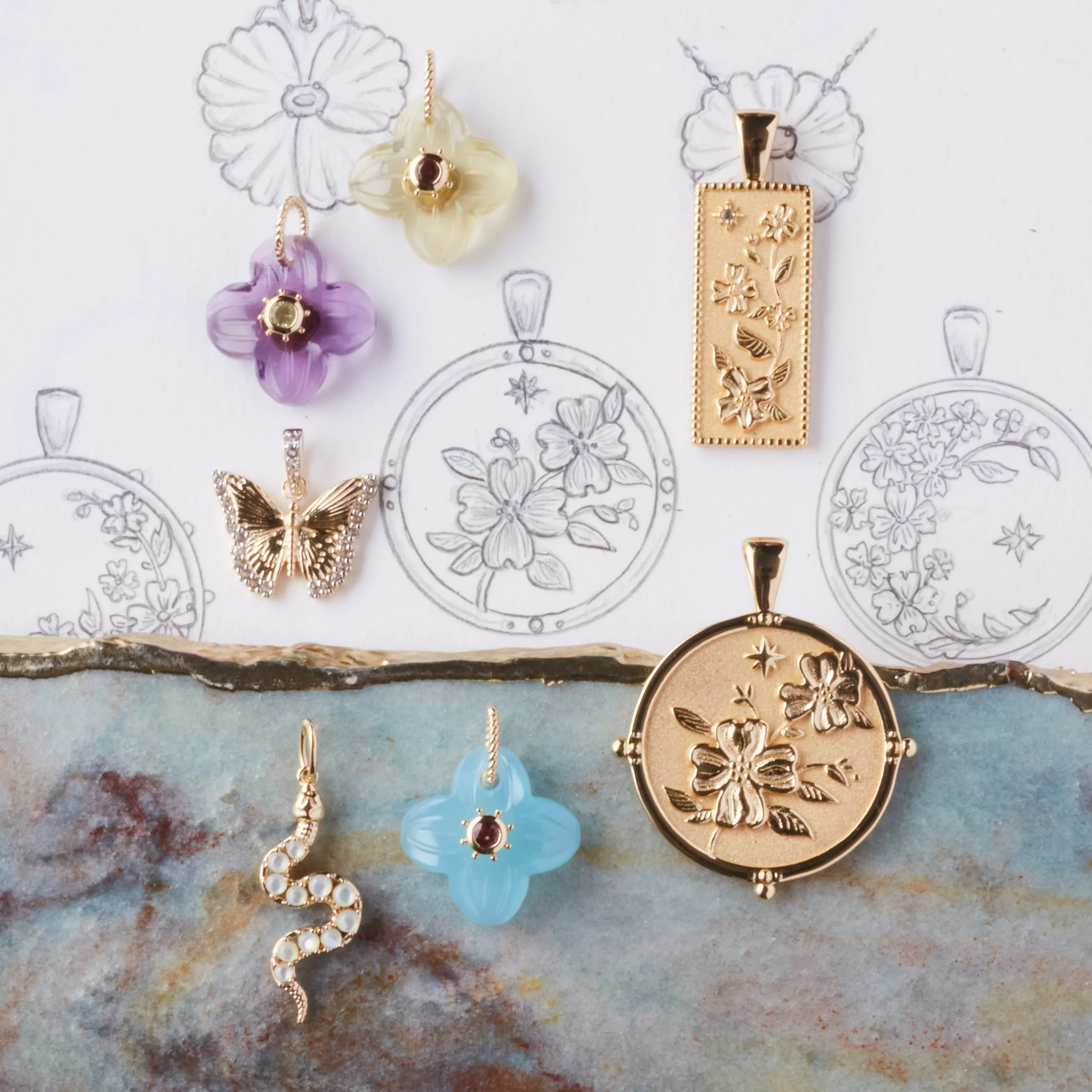 PROTECT Mother of Pearl Snake Pendant in Solid Gold sold by Jane Win product image thumbnail 3