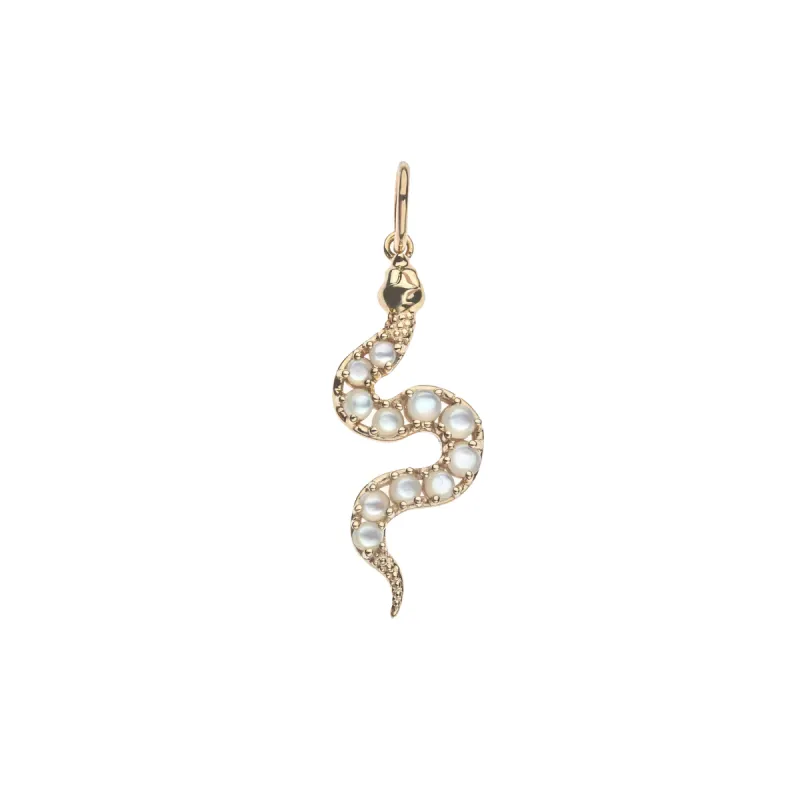 PROTECT Mother of Pearl Snake Pendant in Solid Gold sold by Jane Win