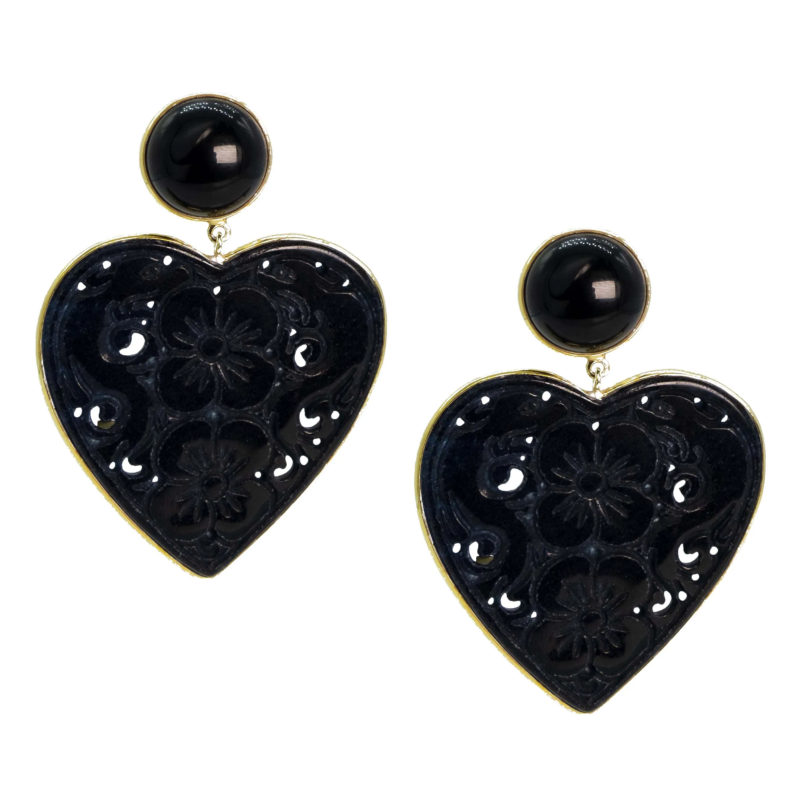 LOVE Black Carved Agate Earrings sold by Jane Win