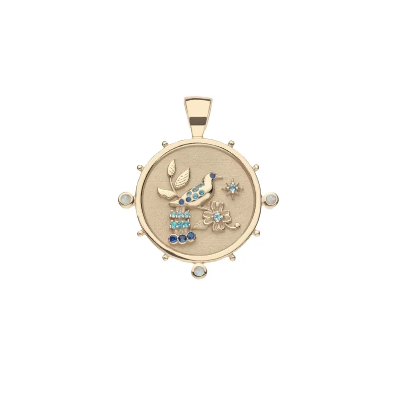JW x House of Harris JOY Small Lovebird Pendant Coin in Solid Gold sold by Jane Win