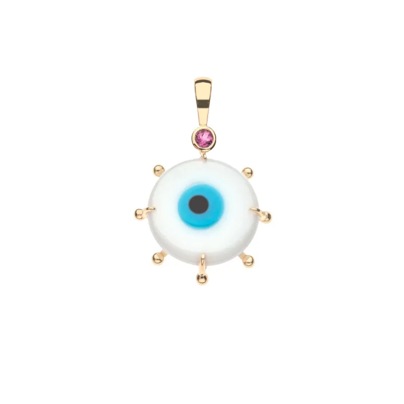 PROTECT Evil Eye Disk Pendant in Solid Gold sold by Jane Win