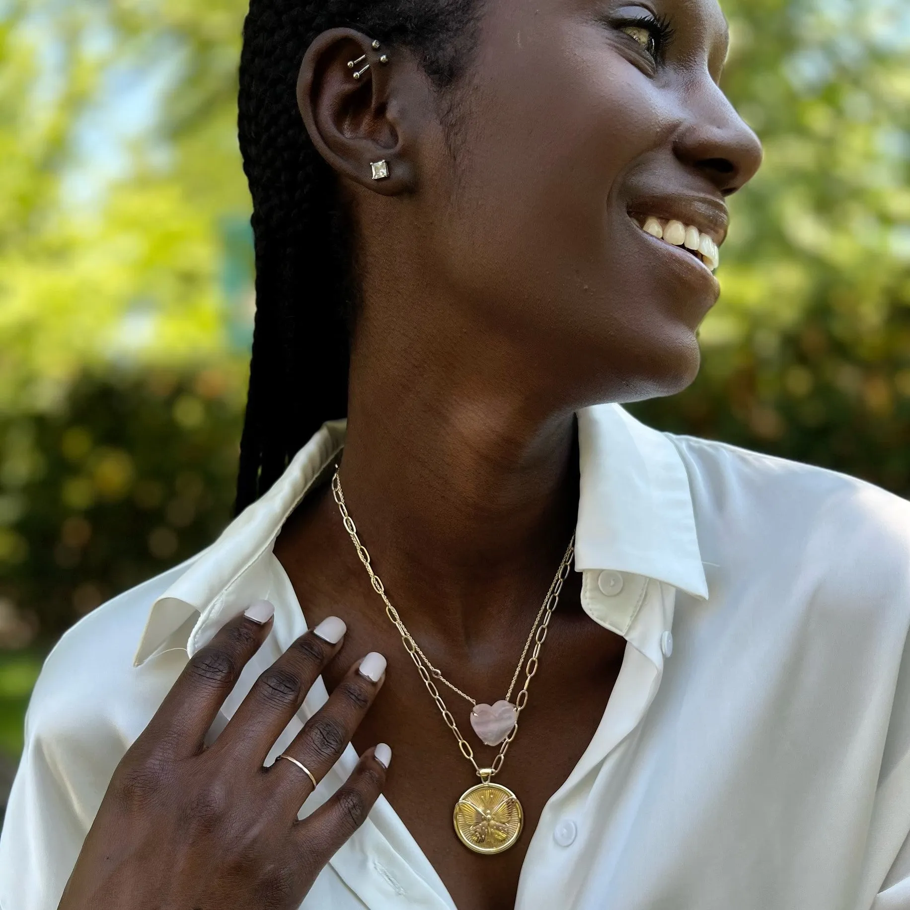 LOVE Rose Quartz Carved Heart Necklace with Gold Setting SALE sold by Jane Win product image thumbnail 2