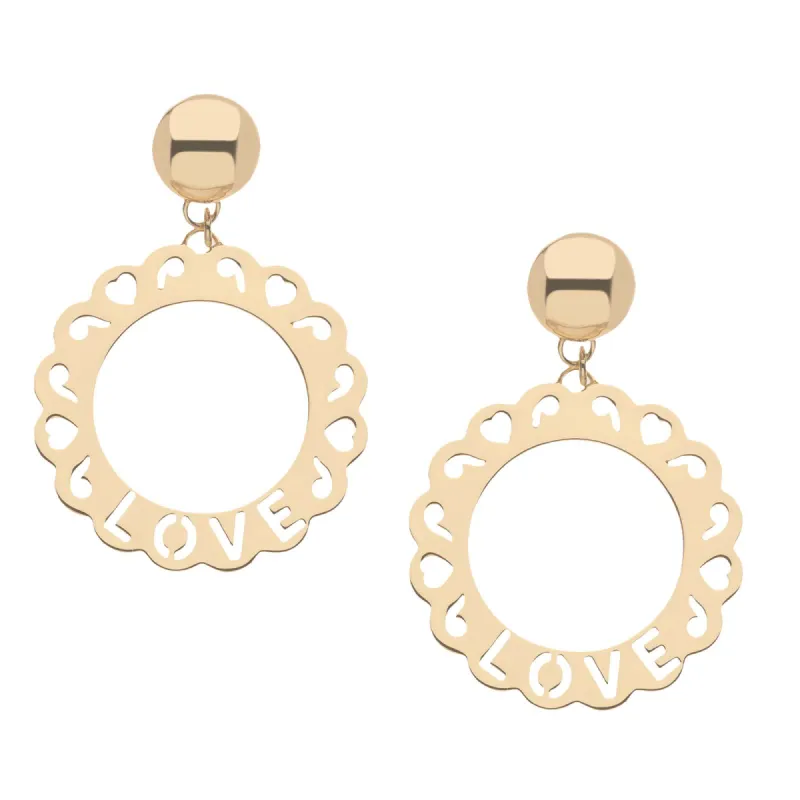 LOVE Cutout Disk Earrings made by Jane Win