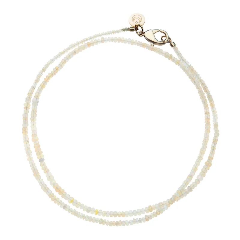 Double Wrap Diamond Cut Beaded Necklace in Opal sold by Jane Win
