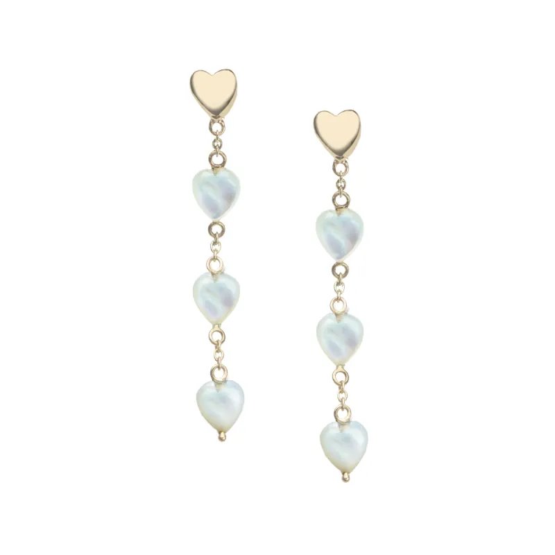 LOVE Carved Mother of Pearl and Gold Heart Earrings SALE sold by Jane Win