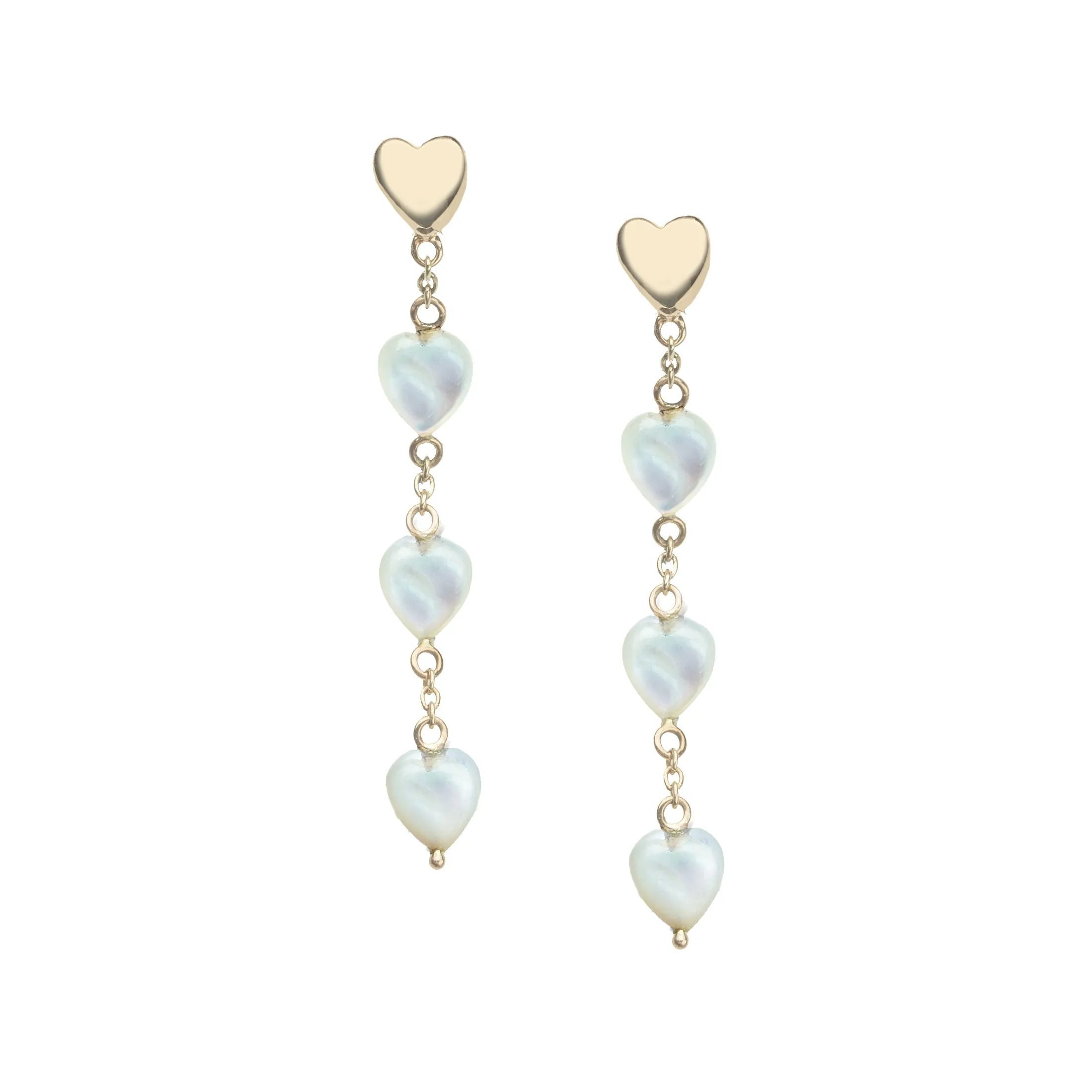 LOVE Carved Mother of Pearl and Gold Heart Earrings SALE sold by Jane Win