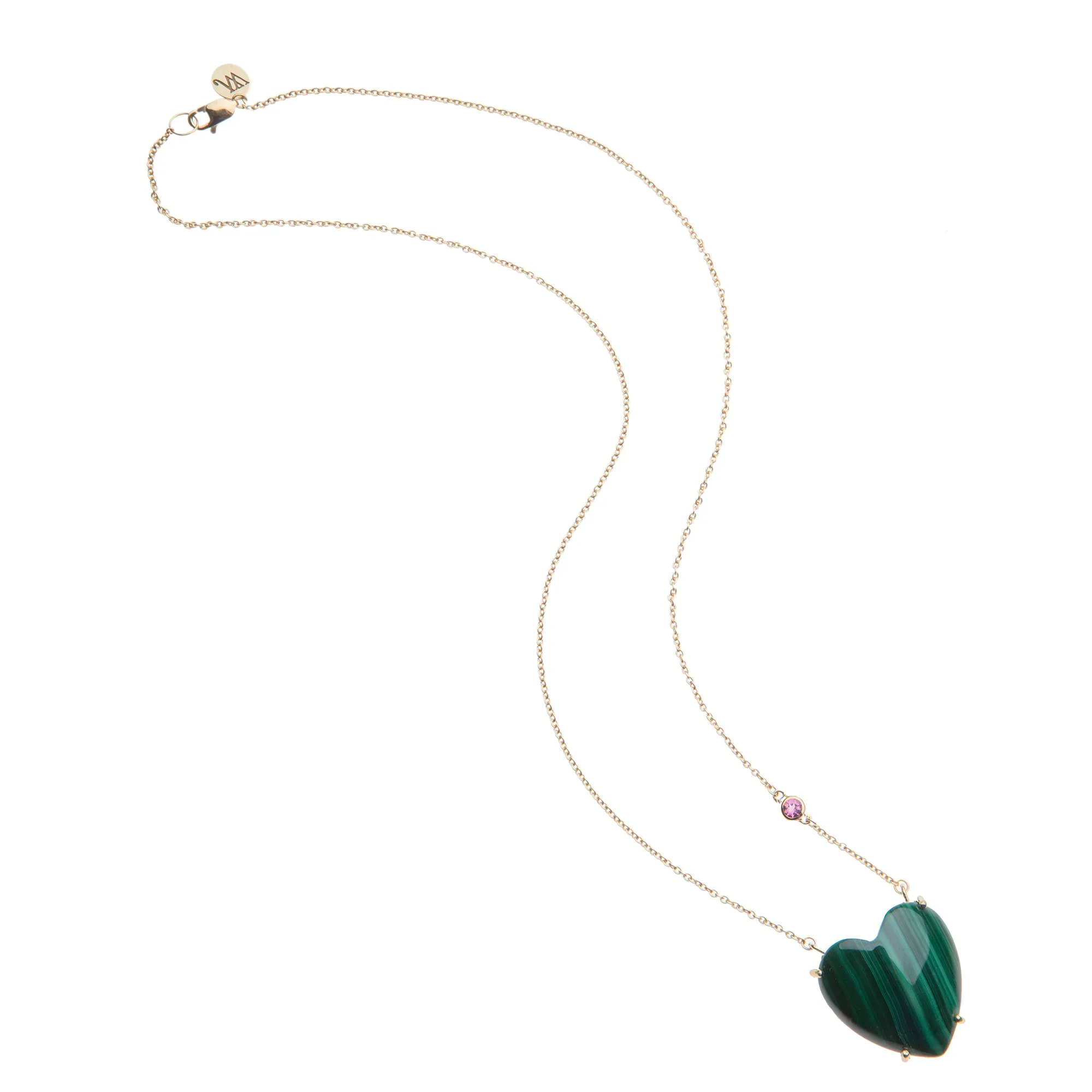 LOVE Malachite Carved Heart Necklace with Gold Setting SALE sold by Jane Win product image thumbnail 2