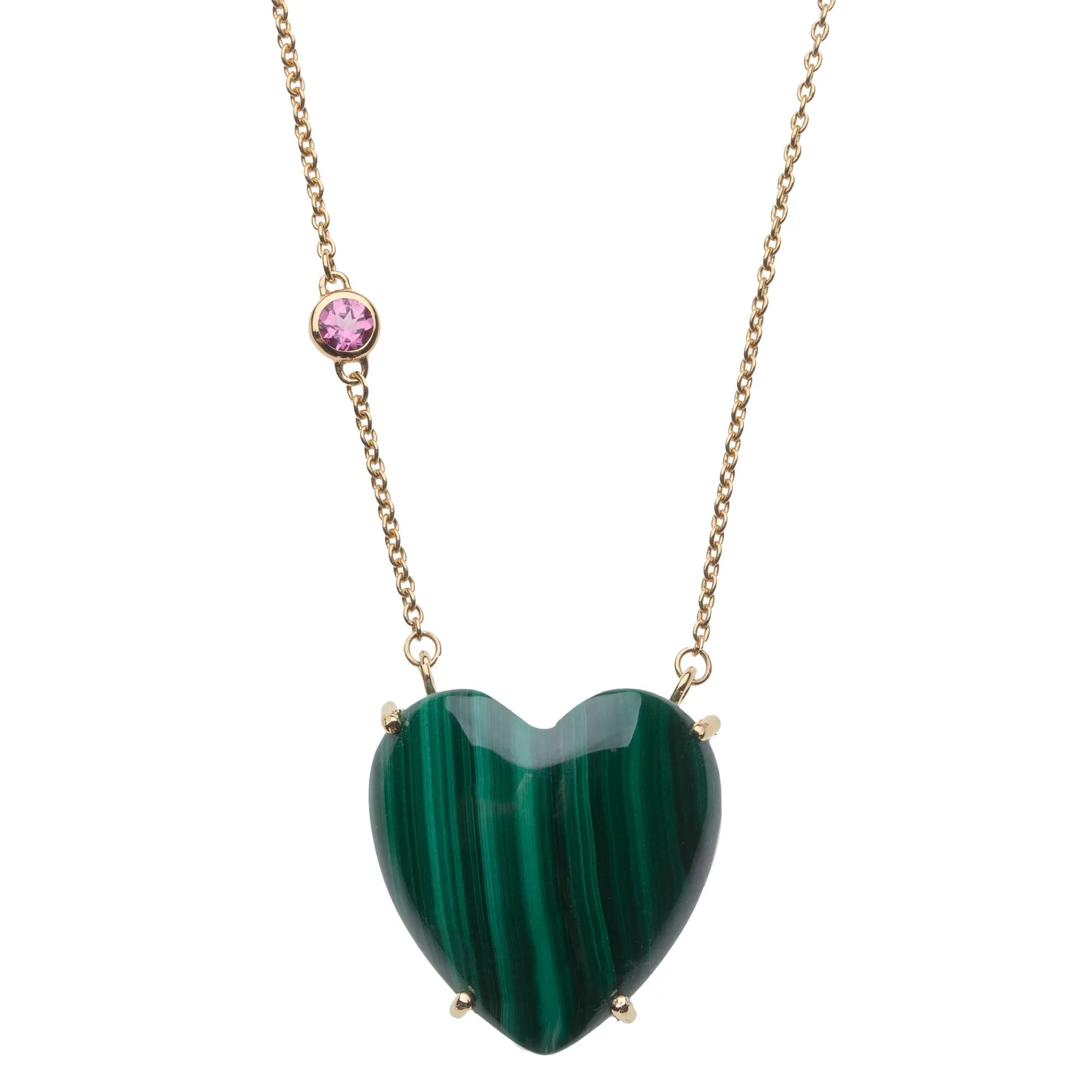 LOVE Malachite Carved Heart Necklace with Gold Setting SALE sold by Jane Win