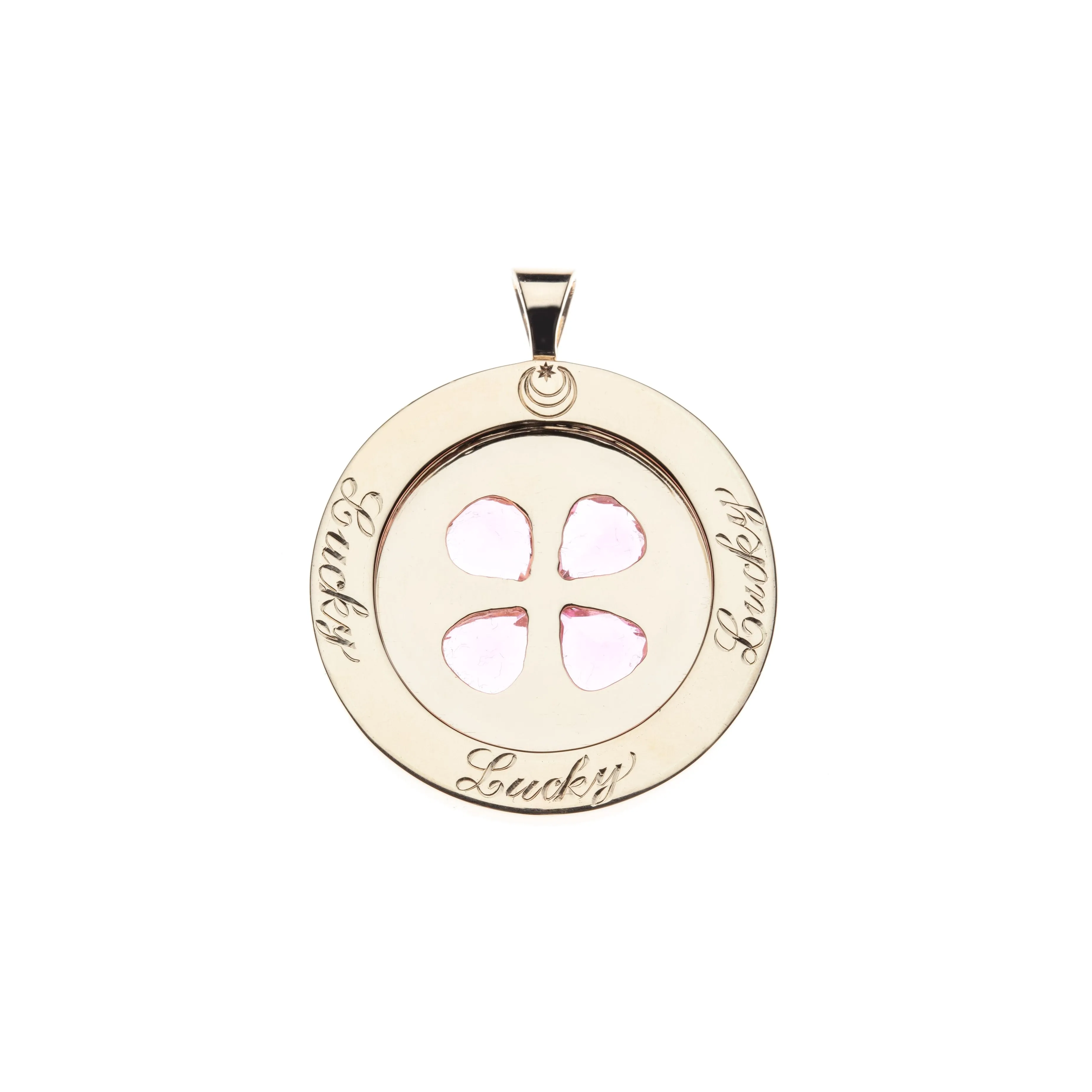 LUCKY 14k Pink Tourmaline Coin Pendant sold by Jane Win product image thumbnail 2