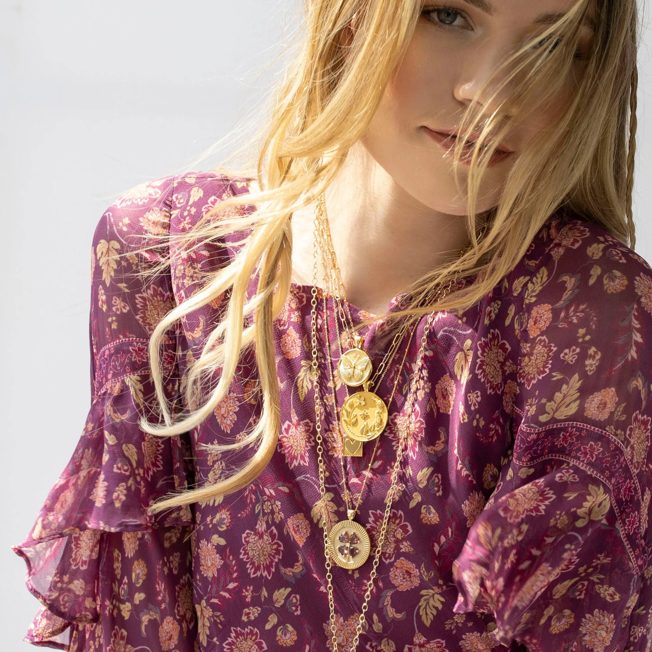 LUCKY 14k Pink Tourmaline Coin Pendant sold by Jane Win product image thumbnail 3