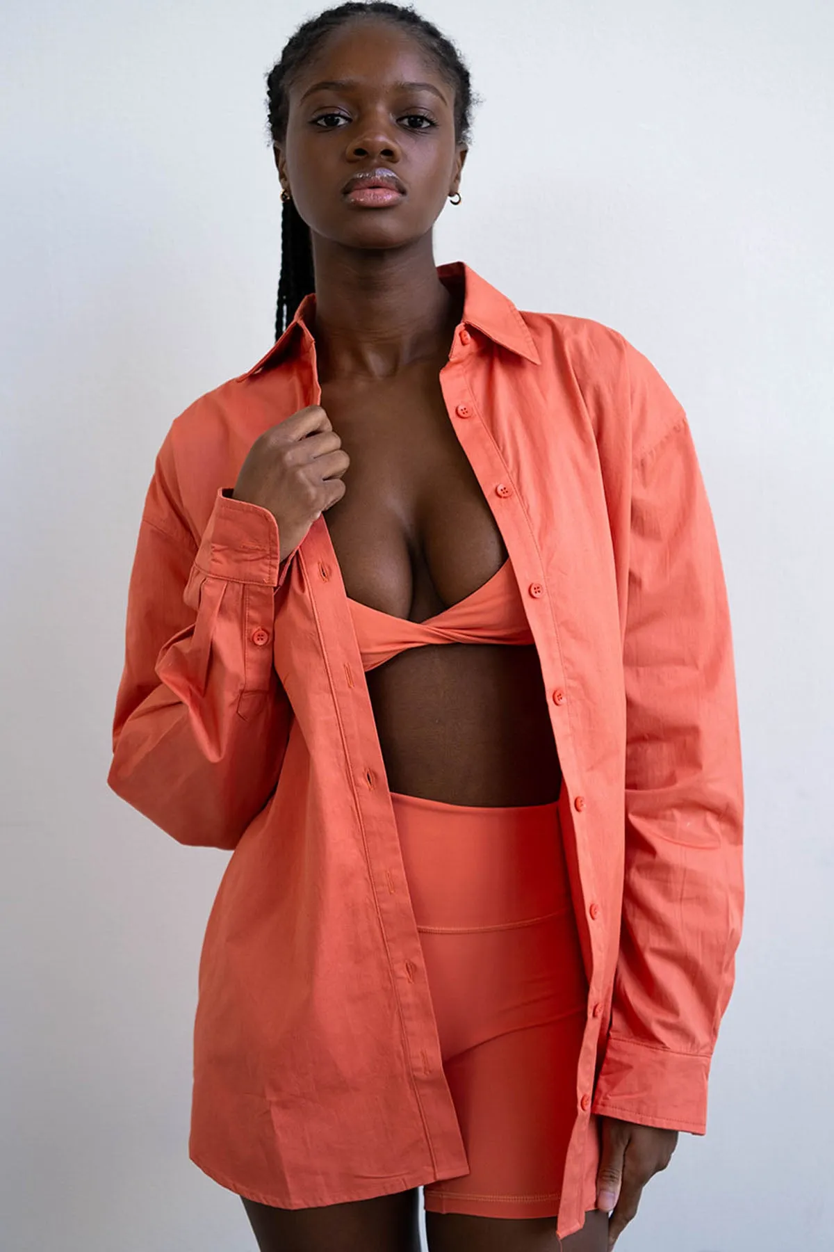 COTTON BUTTON DOWN - CLAY sold by Azur Fit