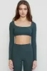 CLASSIC FIT SCOOP LONG SLEEVE CROP - PINE sold by Azur Fit