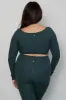 CLASSIC FIT SCOOP LONG SLEEVE CROP - PINE sold by Azur Fit