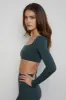 CLASSIC FIT SCOOP LONG SLEEVE CROP - PINE sold by Azur Fit
