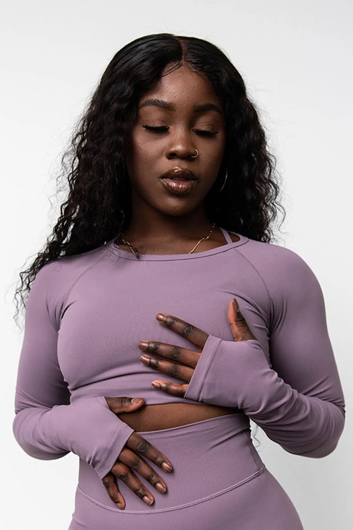 CLASSIC FIT LONG SLEEVE CROP - HEATHER sold by Azur Fit