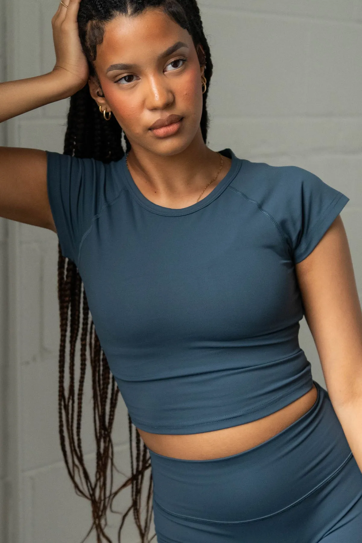 CLASSIC FIT CROPPED TEE - STONE sold by Azur Fit