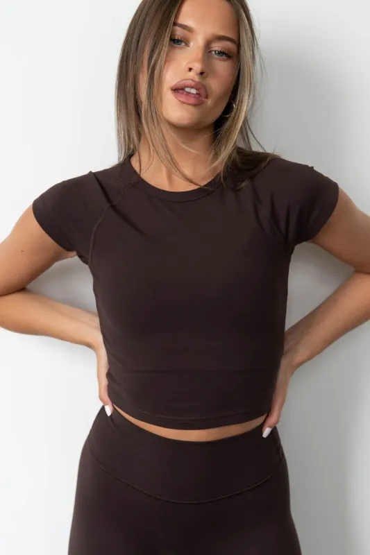 CLASSIC FIT CROPPED TEE - BLACK COFFEE sold by Azur Fit