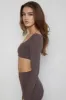 CLASSIC FIT SCOOP LONG SLEEVE CROP - WALNUT sold by Azur Fit