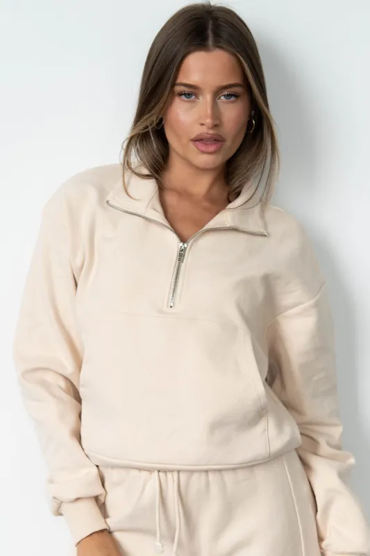 HALF ZIP - CREAM sold by Azur Fit