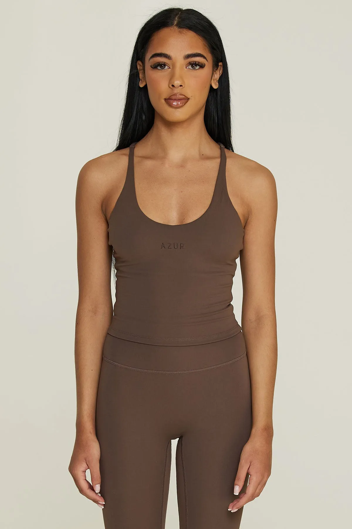 CLASSIC FIT HALTER TANK - WALNUT sold by Azur Fit
