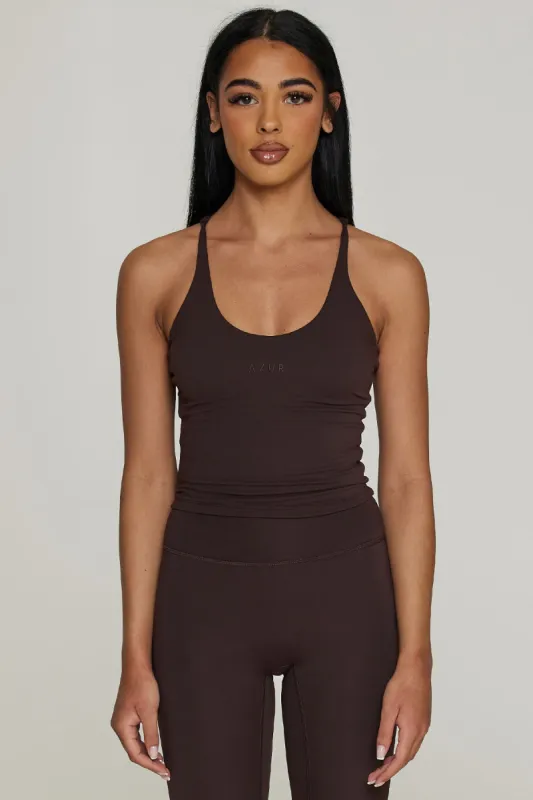 CLASSIC FIT HALTER TANK - BLACK COFFEE sold by Azur Fit